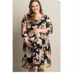 Pinkblush long sleeve floral maternity dress